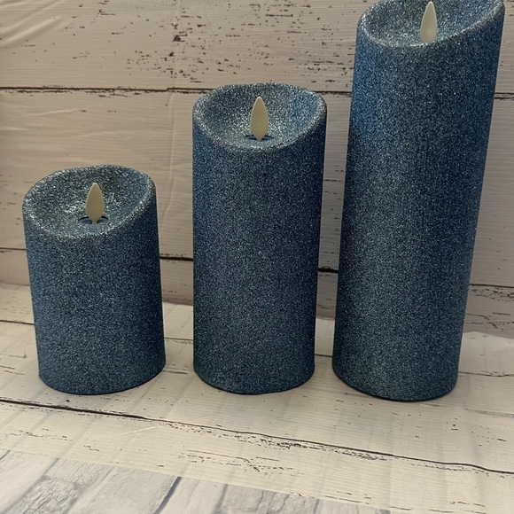LUMINARA (R)  3 set Blue Sparkle “Flicker Candles” set - Picture 8 of 9